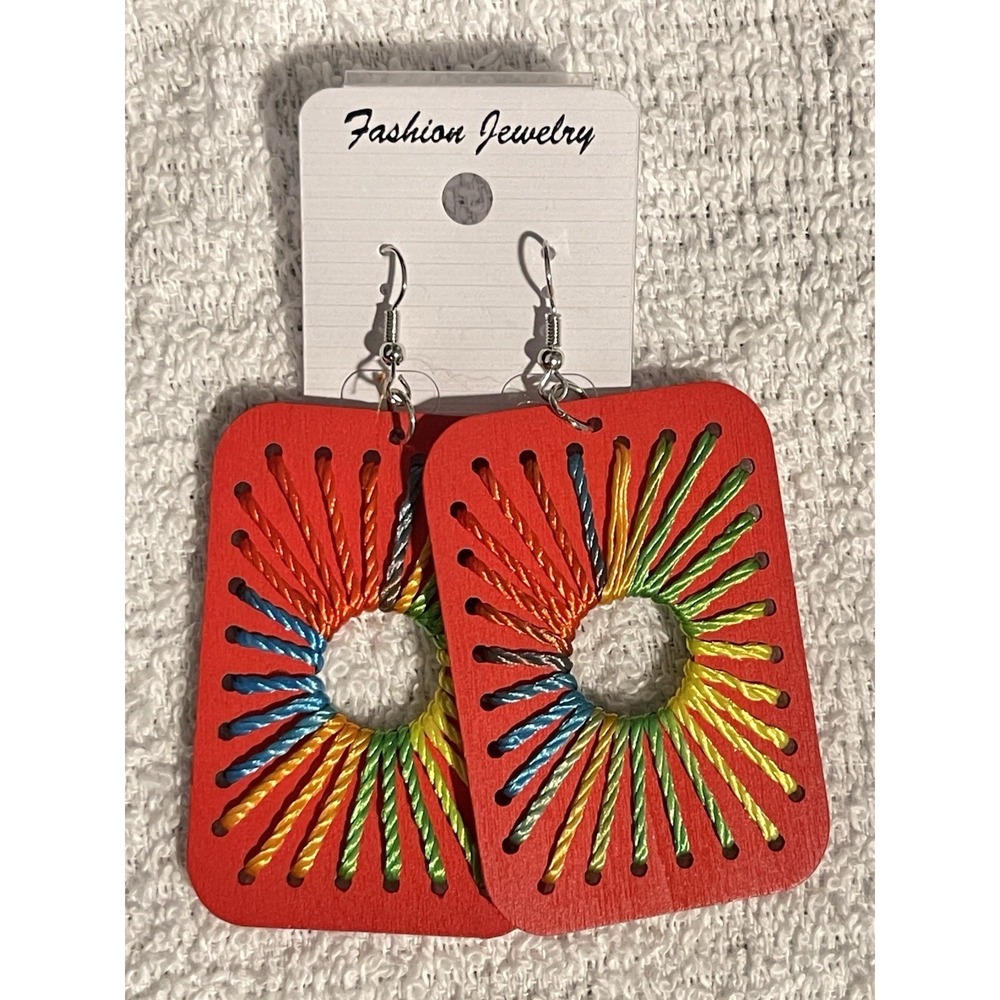 Handcrafted Red Geometric Spiral Earrings